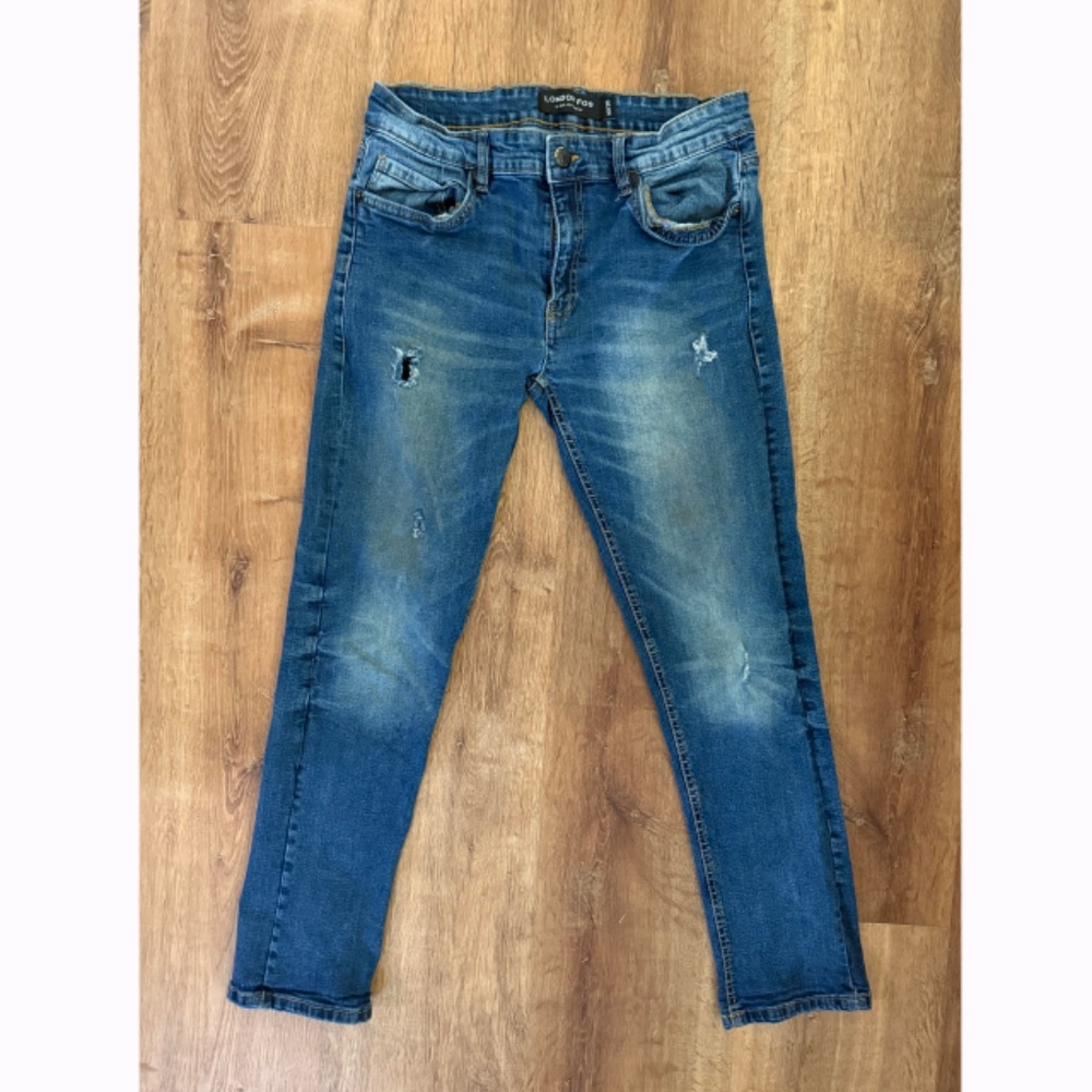 London Fog Slim Jeans Men's Light Wash Distressed 30 x 30